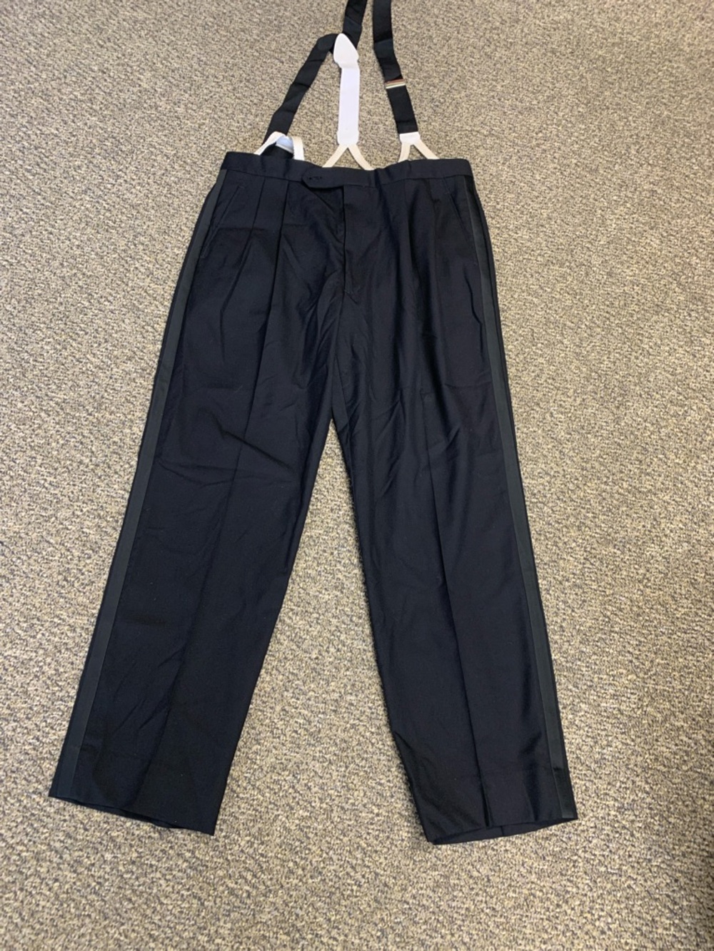 Brooks Brothers Black Pleated Dress Pants with Suspenders 38x32